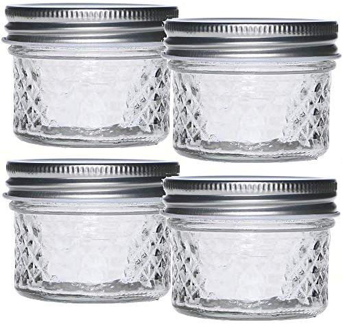 TAMUME Ensemble de Pots en Verre Transparent avec Couvercle à Vis Hermétique, Pot de Conservation des Aliments à Grande Ouverture, Pot de Sauce et Confiture Verre Ensemble de 4, 100ml
