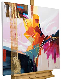 KunstLoft Leinwandbild | 100% HANDGEMALT | 80x80cm | Gemälde 'Passion der Farben' | Abstrakt | Bunt | Wandbild Wohnzimmer