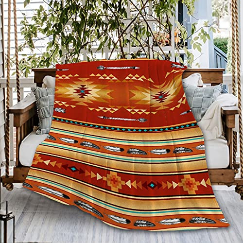 Naiagiri Couverture sud-ouest en terre cuite - Cadeau pour garçons et filles - Couverture bohème - Cadeau pour adolescents - Décoration à rayures - En flanelle douce et légère - Pour canapé, lit,