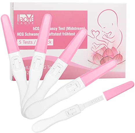 LAOYE 5 Pcs Barres Test de Grossesse Précoce - Détection Précoce Fiable et Rapide de Résultat de Grossesse 25 mIU/ml