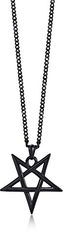 XUANPAI Satanic Invertiert Pentagramm Anhänger Halskette, Kirche von Satan Hexe Wicca Amulett Halsketten Edelstahl Schmuck Geburtstag Jubiläumsgeschenke für Papa Ehemann, Schwarz