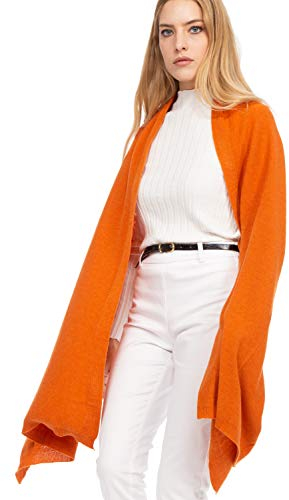 Marine Cashmere - Stola aus Kaschmir-Mischung für Damen, zartes und weiches Kaschmirgarn, MADE IN ITALY (Orange)