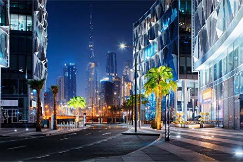 Muralo Vlies Fototapete 208 x 146 Stadt Dubai Gebäude Tapete Wolkenkratzer Architektur Bäume Palmen Wohnzimmer Schlafzimmer Wandbilder XXL Wand Br. 208 cm x Hö. 146 cm