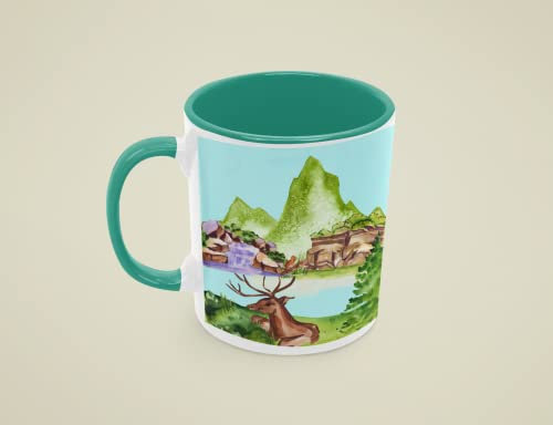 L'Arcobaleno di Luci Tazza MONTAGNA con paesaggio e personalizzata con nome