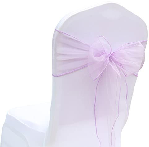 Anawakia 25 Stück Organza Stuhlschleifen Stuhl Band Schleife Organza Stuhl Band Stuhlschleifen Stuhl Schärpen für Hochzeit Bankett Geburtstagsfeier Dekoration (Helles Lila)