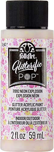 Folkart Glitterific Pop Acrylic Paint 2oz-Neon Explosion