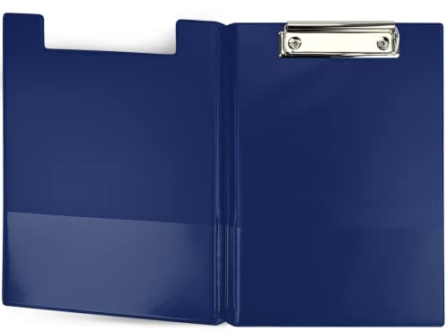 Netuno 1 Stück Klemmbrettmappe A5 Dunkelblau mit Deckel und Metallclip Schreibplatte aus Hartkunststoff Dokumentenhalter Schreibunterlage Clipboard Mappe mit Bügelklemme