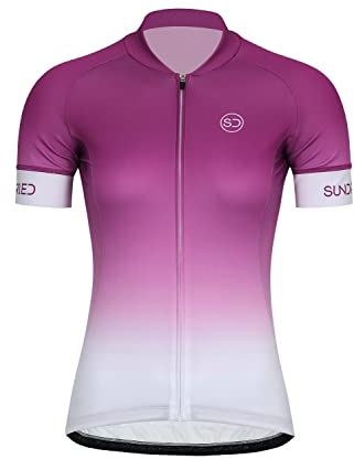 SUNDRIED Damen Pink Fade Cycle Jersey kurzärmeliges Rennrad Radfahren Top Ladies MTB Shirt (Pink XXL)