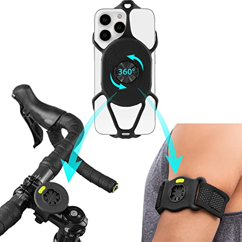 BONE 360° Drehbarer 2 IN 1 Abnembare Handyhalterung zum Joggen Radfahren, Universales Sportarmband Fahrradhalterung für Smartphone 4,7-7,2 Zoll, Fahrradcomputer Garmin - Run + Bike Tie Connect Kit 2