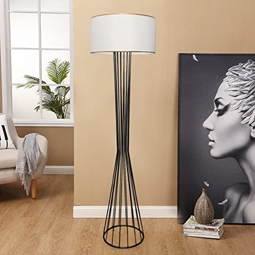 lux.pro Stehleuchte Newcastle Standlampe 1 x E27 Stehleuchte für Wohnzimmer Schlafzimmer Weiß/Schwarz
