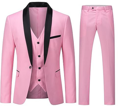 YOUTHUP Abito Uomo Slim Fit 3 Pezzi Abiti da Sposa Elegante Cerimonia Shawl Lapel Smoking Blazer Pantaloni Panciotto