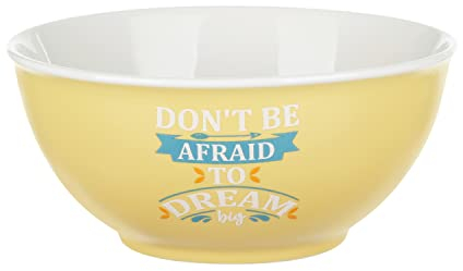 KASANOVA Tazza bolo Scritta 800 ml in Porcellana Giallo Opaco Giallo