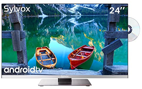 SYLVOX 24 Inch TV 12 Volt Smart TV FHD 1080P Digital Video Disc Player Built-in ARC CEC WiFi Wireless Connection Support, Suitable for RV Camper Kitchen Bedroom Boat(Limo Series),Black