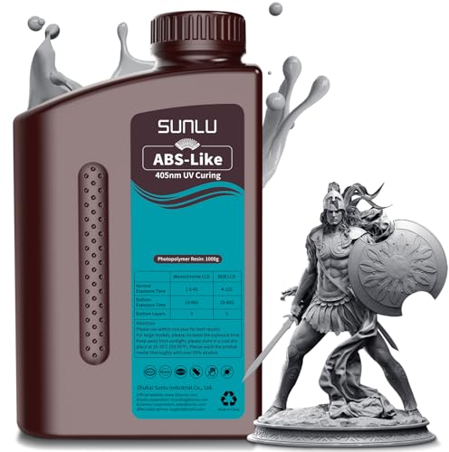 SUNLU ABS-Like 3D Drucker Resin 1KG, 405nm UV-härtendes Standard Photopolymer Schnellharz für den LCD/DLP/SLA 3D Printing, Nicht-spröde & Hohe Präzision, Dunkelgrau 1000G