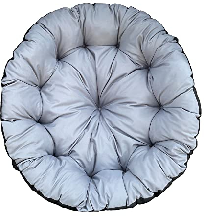 EDANTI Storchennest Kissen, Polster, für Hängesessel, Hängestuhl mit Rückenlehne, Hängesitz, Wasserdicht, Runde Grau Durchmesser 110cm