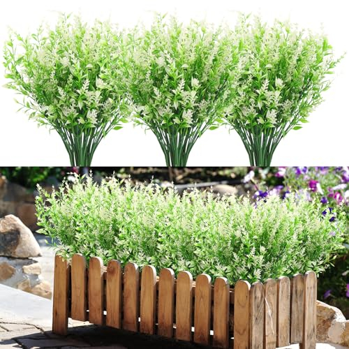 Plante Artificielle Exterieur Decoration Fleurs Artificielles Deco 10 Bouquet Jardin Moderne Extérieur Fleur Artificielle Lavande Artificielle Fausse Plante Interieur Arbuste Artificiel (Blanc)