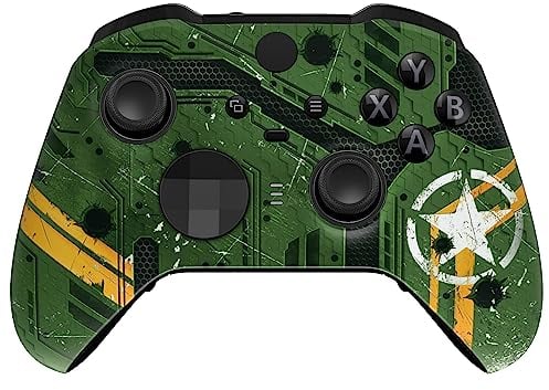 eXtremeRate Carcasa para Xbox One Elite Mando, Accesorios Reemplazo Kit, Funda Protectora Placa Frontal con Anillos de Joystick para Xbox One Elite Series 2 Modelo 1797 - Mecha del Ejército