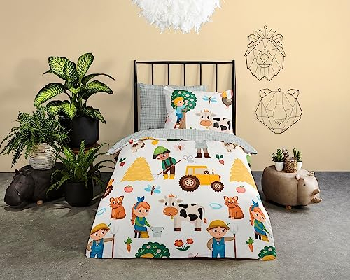 Good Morning Kids Baumwoll-Bettwäsche 135x200 Farm Bauernhof Wende 30656 Multi