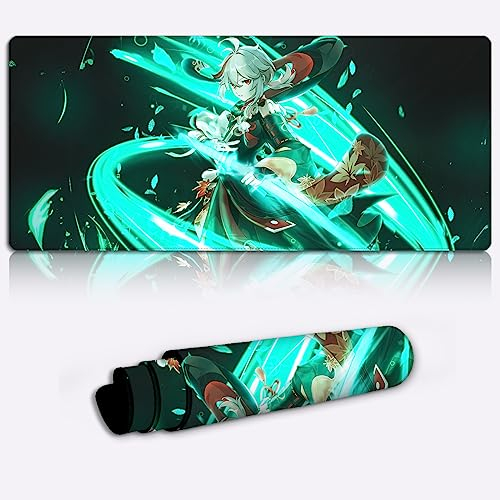 DEHUA Tappetino Mouse Tappetino scrivania XXL Genshin Impact Kaedehara Kazuha Tappetini Mouse Personaggio gioco Tappetino Mouse Laptop gioco grandi dimensioni (11,8x31,49X0,15) pollici