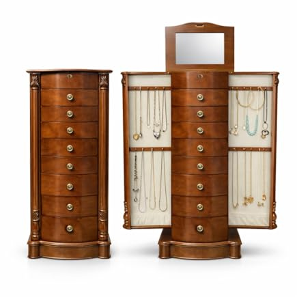 Hives and Honey Henry IV Armoire à bijoux verrouillable avec port de charge, noyer