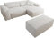 DELIFE Eckcouch Sirpio XL Bouclé Creme-Weiß 270x170 cm Recamiere variabel mit Hocker