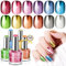 Saviland Metallic Nail Polish Set Quick Dry: 12Pcs Neon Colors Chrome Nail Varnish Long-Lasting Nail Polish with Base Polish Coat Glossy Top Polish Nail Polish Kit for Women Nail Art Home Salon DIY