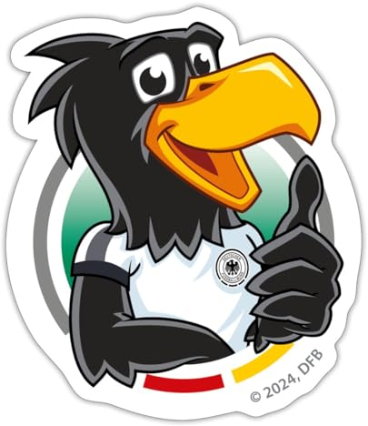 Spreadshirt DFB-Paule In Cooler Pose Mit Daumen Hoch Sticker, max. 10 x 10 cm, 10 x 10 cm, Mattweiß