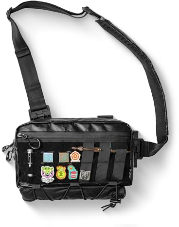 TACTICAL_GEEK Cache L3 EDC Leichter Sling Bag Chest Crossbody Bag, X-pac Umhängetasche, Bauchtasche Schultertasche Brusttasche mit Verstellbarer Schultergurt für Reise Schule Wandern, Schwarz &Orange