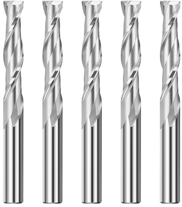 5Stk. Spiralfräser, CNC Fräser Set, Upcut, Schaftfräser mit 6mm Schaft, 32mm Schnittlänge, 2 Zähne, Nutfräser Holzfräser Spiralnutfräser Langlochfräser für Holz