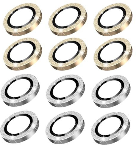 Film caméra, 12 pièces protection caméra décoration diamant en aluminium pour iPhone 15/15 plus protection d'objectif, protection caméra film protection d'objectif caméra