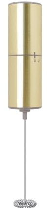 ELMWAY Electric Milk Frother – Handheld Foam Maker with Sleek Brushed Stainless Steel Shell, Compact Design, No Stand – Gold (2 × AA Batteries Required)