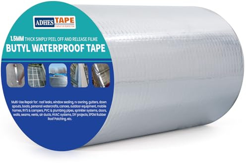 ADHES Butyl Tape Waterproof Aluminum Foil Tape 200mm x 5m 1 roll 1.5mm | for Roof Leak, Surface Crack, Window Sill Gap, Pipe Rupture
