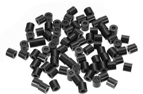 PATIKIL 120 Stück M5 Abstandshalter ABS Distanzhülsen Kunststoff 5.2 mm ID, 11 mm OD, 10 mm Länge Nylon Runde Unterlegscheiben Abstandshülsen für M5 Schrauben Steckdose Schwarz