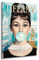 Kunstgestalten24 | Audrey Hepburn Kunst Pop Art Bild Kaugummi Blase | Leinwand Bild | Wohnzimmer bilder | Wandbilder | Wanddeko | XXL Bilder auf Leinwand | Moderne Bilder | Hochwertige Kunstdrucke