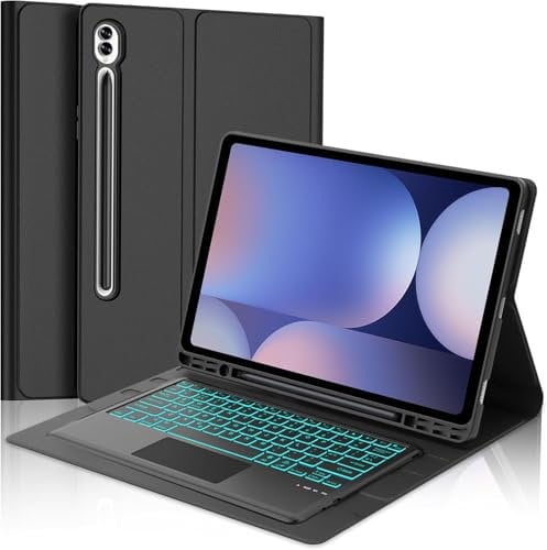 IVEOPPE Keyboard Case for Samsung Galaxy S10 Ultra 14.6-inch, Trackpad Keyboard for Samsung S10 Ultra/ S9 Ultra/ S8 Ultra, Backlight, Detachable Bluetooth Keyboard with Touchpad for S10 Ultra- Black