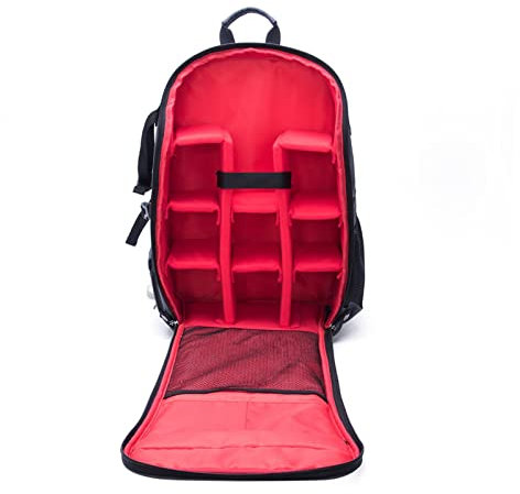 AXTGBHL Backpack Camera Backpack Bag Anti-theft Foldable Large Capacity Photography Tablet Bag Outdoor Fit For Nikon Fit For DSLR(Gray red)