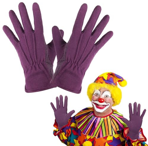 Boyiee Karneval Fasching Handschuhe Clown Pantomime Butler Handschuhe Dehnbare Kostümhandschuhe mit Drei Streifen für Herren und Frauen(Lila)