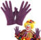 Boyiee Karneval Fasching Handschuhe Clown Pantomime Butler Handschuhe Dehnbare Kostümhandschuhe mit Drei Streifen für Herren und Frauen(Lila)