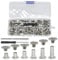 110 Set Silber Schraubnieten für Leder Set, M5 X 4/5/6/8/10/12mm, Chicago Schrauben, Gürtelschrauben Mit Montagewerkzeug, Schraubnieten Geeignet für DIY-Bücher, Scrapbooking, Leder, Kleidung Binden