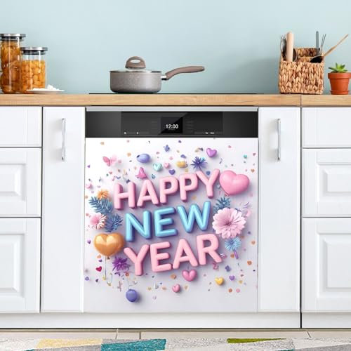 Geschirrspüler-Magnetabdeckungen Happy New Year Thema Geschirrspüler Dekorative Abdeckung Kühlschrank Magnet Abdeckung Magnetische Dekoration