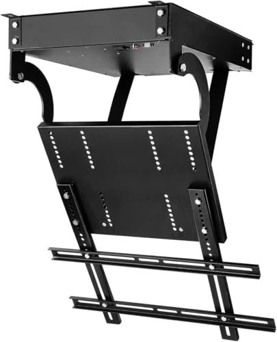GXXINGIN Electric Ceiling TV Mount, Motorised TV Bracket, Flip Down TV/Monitor Bracket, 32-70 Inch Electric TV Lift, Remote Control Large Flip Down Motorized Pitched Roof(70-85in TV)