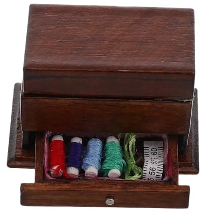 HEMOTON Miniatur-holztruhe Puppenhaus-nähkoffer Im Maßstab 112 Mini-nähkasten Im Vintage-Stil Sammlung