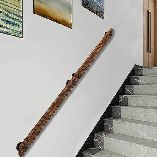 Corrimano in legno da 120 cm, for gradini interni ed esterni, ringhiera for scale a parete, capacità di carico fino a 181,4 kg, antiscivolo, supporto di sicurezza for casa, corridoio, soffitte,(410cm/