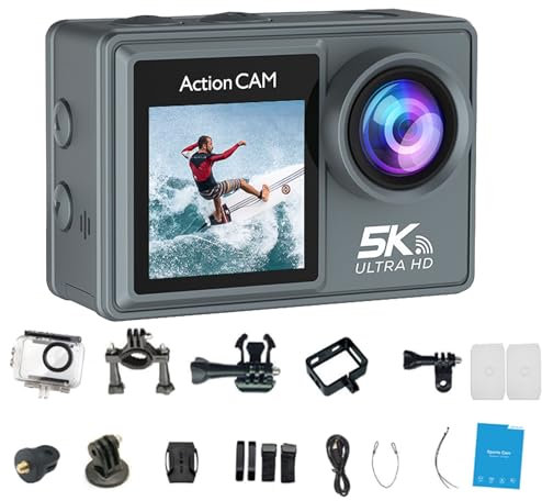 Monovon Action Camera, Monovon Action Camera 5k, Support Wireless Microphone, Wifi Mobile Phone Interconnection, EIS Anti-Shake, 30 Meters Waterproof, Suitable for Travel, Cycling, Diving