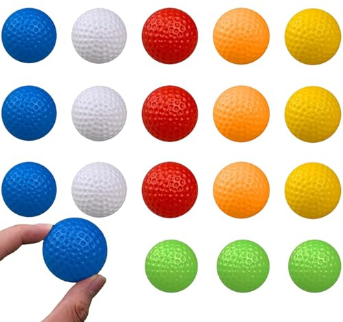 Srvauyea 18 Stück Golfbälle, Kunststoff Golfbälle, 42mm Golf Trainingsbälle, Minigolfbälle Bunt, Übungs Golfbälle Ideal für Golfanfänger, Indoor Und Outdoor Nutzung