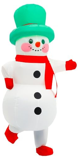 Rysotowy Inflatable Christmas Costume for Adults Funny Blow up Xmas Tree, Snowman, Santa Claus Costume Suit Xmas Outifit, Coloful, One size