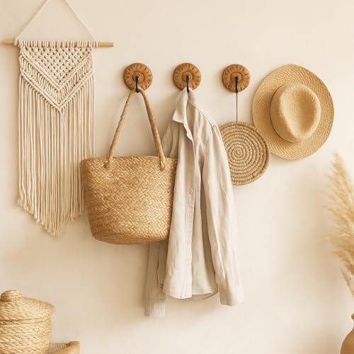 Boho Wandhaken Admir handgefertigt aus Holz Haken massiv 9 cm im Trend