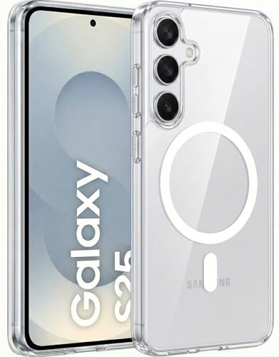 Oprimio Magnetische Hülle für Samsung Galaxy S25 - Transparente Handyhülle, Starker Magnet, Kratzfeste PC-Rückseite - Kompatibel mit MagSafe Zubehör