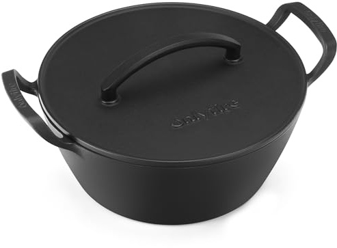 Onlyfire 2.5L Cast Iron Dutch Oven with Lid for Induction, Gas & Oven | Heavy-Duty Casserole Dish for Stewing, Searing & Bread Baking, Cooking Pot