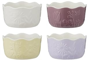Mason Cash in The Meadow Auflaufförmchen-Set, 12 x 6 cm, 260 ml, Steingut, Dessert-, Dip- und Snack-Gerichte, Ofen-auf-Tisch, 4 Stück